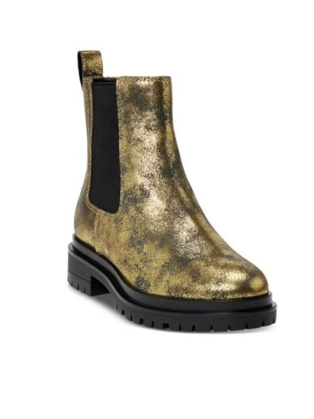 Lauren Ralph Lauren Corinne Chelsea Boots Metallic Gold Leather 8.5 NWOB Chunky